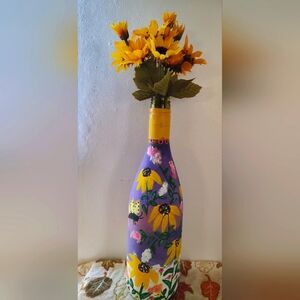 Hand painted wine bottle